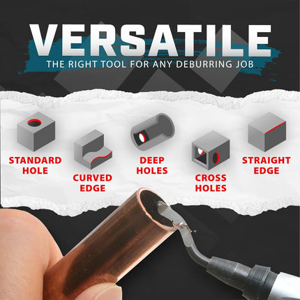 Deburring Tool with 10 HSS Swivel Blades – Reamer for Metal, Plastic, Resin, Copper, PVC, and 3D Printed Parts