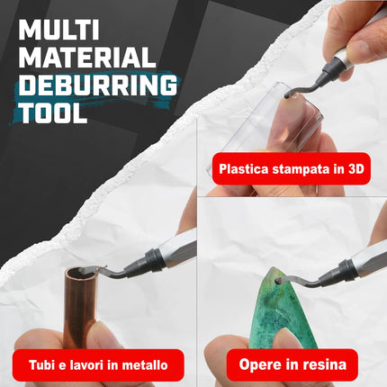 Deburring Tool with 10 HSS Swivel Blades – Reamer for Metal, Plastic, Resin, Copper, PVC, and 3D Printed Parts