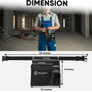 Durable Canvas 5-Pockets Single Side Tool Pouch Bag /Work Apron-Adjustable Belt