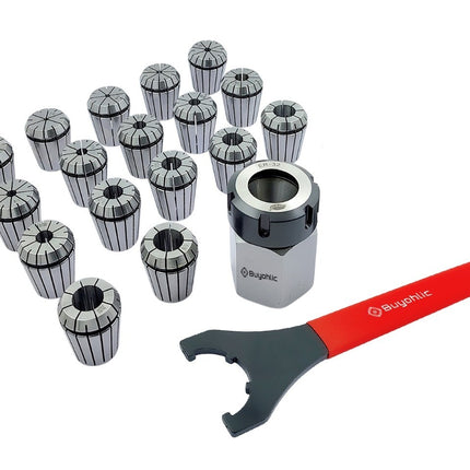 ER32 Collet Chuck Block Adapter With 18 pcs Range 3/32" -5/32" Collets for CNC Lathe