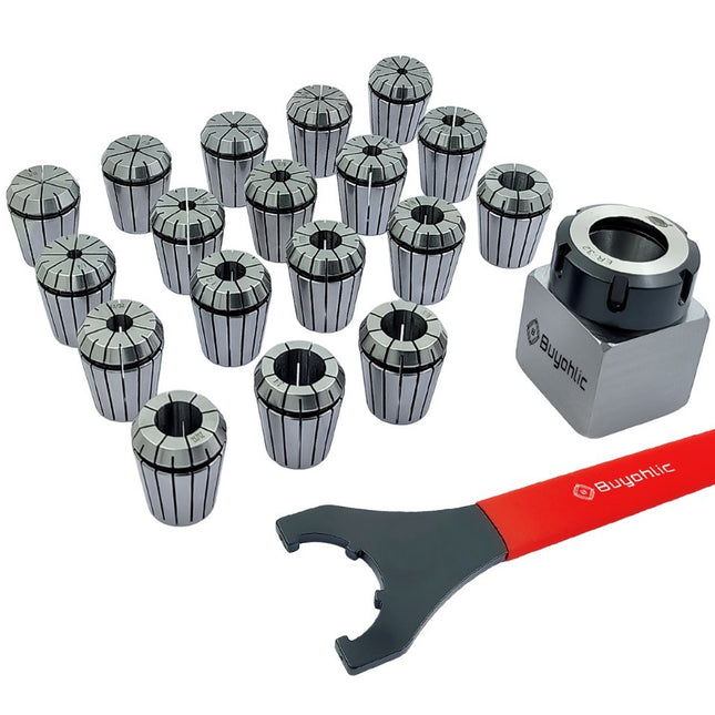 ER32 Collet Chuck Block Adapter With 18 pcs Range 3/32" -5/32" Collets for CNC Lathe