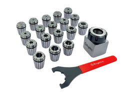 ER32 Collet Chuck Block Adapter With 18 pcs Range 3/32" -5/32" Collets for CNC Lathe