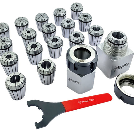 ER32 Collet Chuck Block Adapter With 18 pcs Range 3/32" -5/32" Collets for CNC Lathe