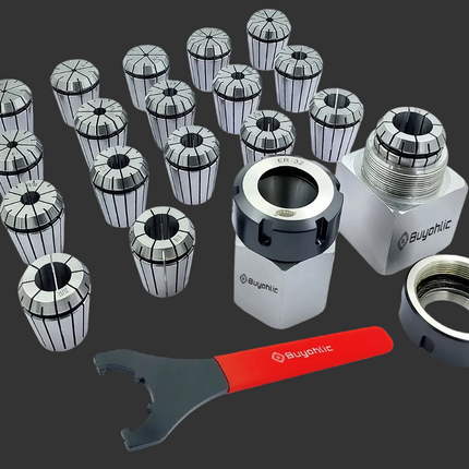 ER32 Collet Chuck Block Adapter With 18 pcs Range 3/32" -5/32" Collets for CNC Lathe