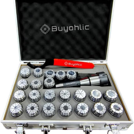 Buyohlic R8 Taper ER32 Collet Set Chuck Kit with 12 PCS Collets set CNC Processing Boring Milling Drilling Silk Attack Sculpture(0.0004'' Accuracy)