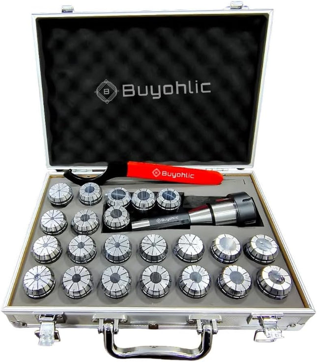 Buyohlic R8 Taper ER32 Collet Set Chuck Kit with 12 PCS Collets set CNC Processing Boring Milling Drilling Silk Attack Sculpture(0.0004'' Accuracy)