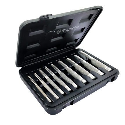Buyohlic 9 Pcs Leather Hole Punch Round Working Hollow Cutting Mat for Watch Band, Belt, Wristband DIY Leather Crafting