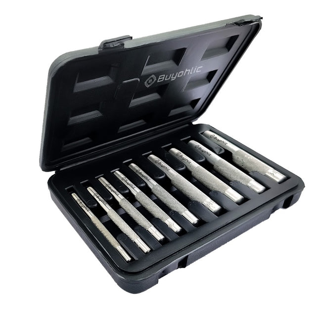 Buyohlic 9 Pcs Leather Hole Punch Round Working Hollow Cutting Mat for Watch Band, Belt, Wristband DIY Leather Crafting