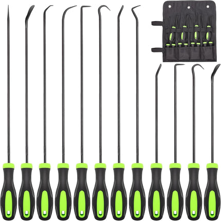BUYOHLIC 12 Pcs Automotive Hook & Pick Tool Kit, Long and Mini Precision Puller Remover Set, Car Repair Essentials for O-Ring, Seal & Gasket Removal, Mechanic Tools