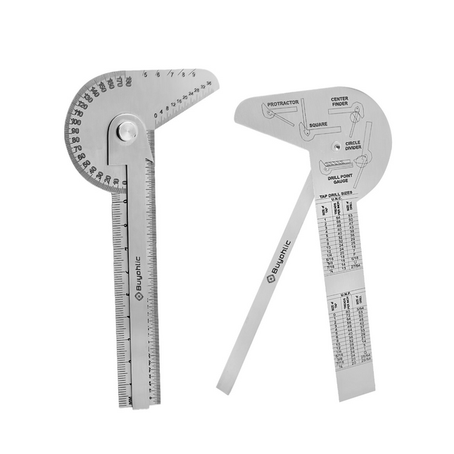 Multi Purpose Protractor Square Rule Centre Finder Drill Point Gauge Hand Tools