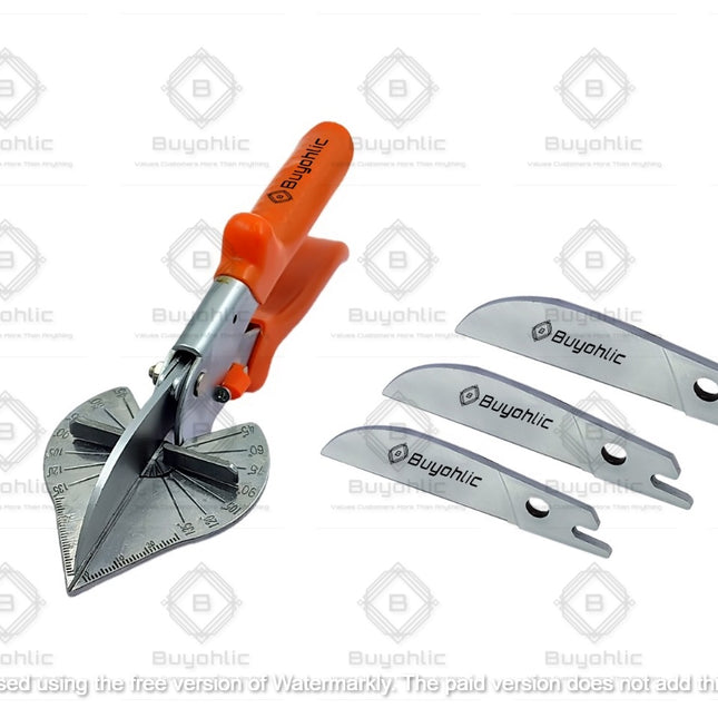 Buyohlic Multi Angle Miter Shears for Angular Cutting of Moulding and Trim, Adjustable at 45 To 135 Degree Angle Cutting Tool Including 3 Spare Blades