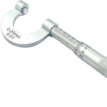Economical Outside Micrometer, Chrome Plated Finish, Ratchet Stop, 0-25 mm Range // Screw Gauge