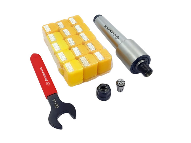 ER11  15 Pc Collet Set Range 1mm-1/8"Collet Live Revolving Center With Spanner
