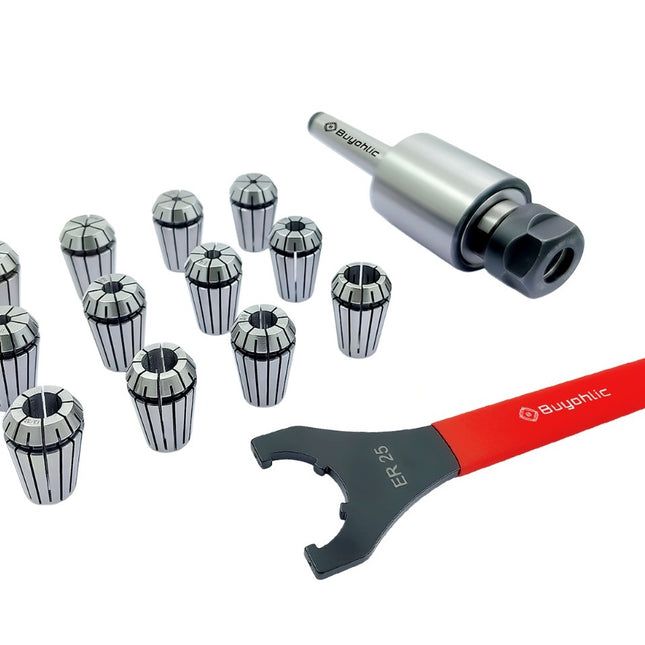ER25 - 12 Pcs Collet Set (Range 1/8 -5/8" ) Collet Live Revolving Center With Spanner