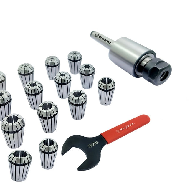 ER20 - 14 Pcs Collet Set Range1/16-1/2"  Collet Live Revolving Center With Spanner