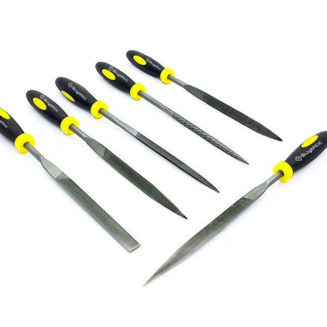 Buyohlic International 6-Pieces Needle File Set Hand Metal Files Flat Warding, Square, Triangular, Round, and Half-Round File.