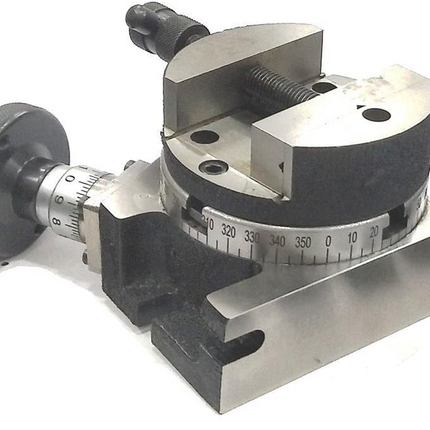 HV 4" (100 mm) Regular Milling Indexing Horizontal Vertical Rotary Table with Round Vice- Metal Working