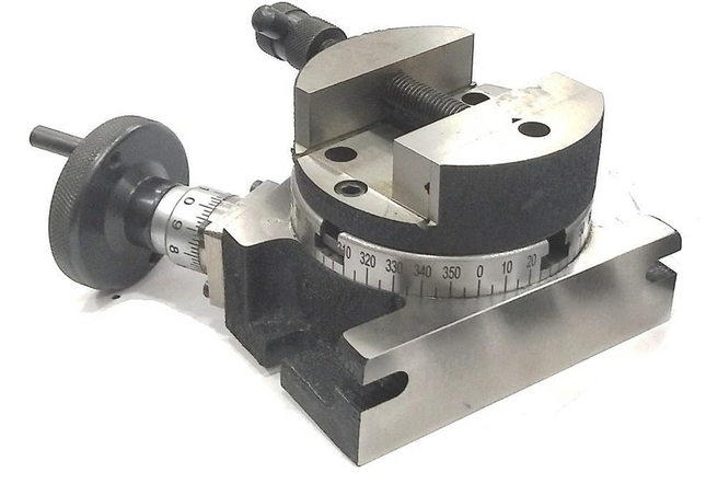 HV 4" (100 mm) Regular Milling Indexing Horizontal Vertical Rotary Table with Round Vice- Metal Working