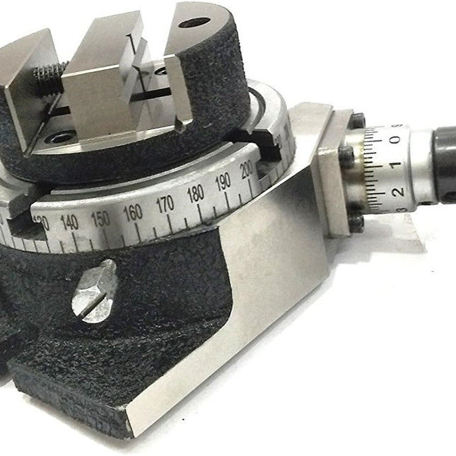 HV 4" (100 mm) Regular Milling Indexing Horizontal Vertical Rotary Table with Round Vice- Metal Working