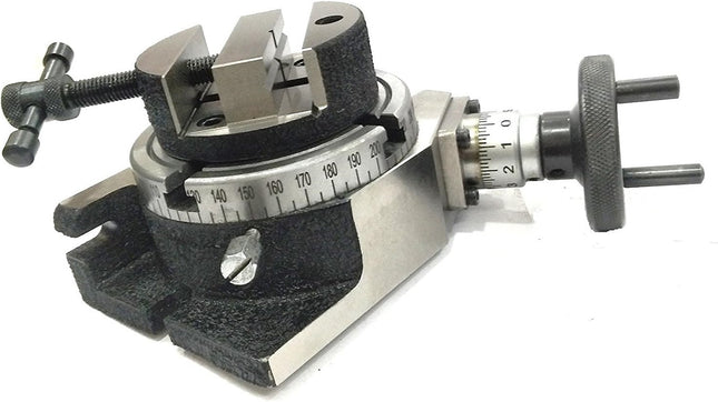HV 4" (100 mm) Regular Milling Indexing Horizontal Vertical Rotary Table with Round Vice- Metal Working