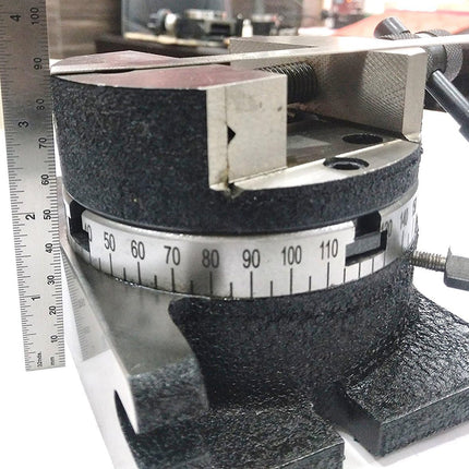 HV 4" (100 mm) Regular Milling Indexing Horizontal Vertical Rotary Table with Round Vice- Metal Working