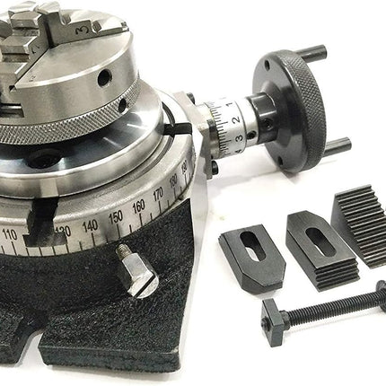 4"/ 100 mm Regular Rotary Table With Small Chucks and back Plate