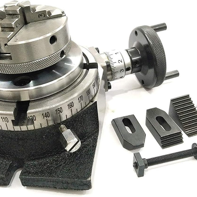 4"/ 100 mm Regular Rotary Table With Small Chucks and back Plate