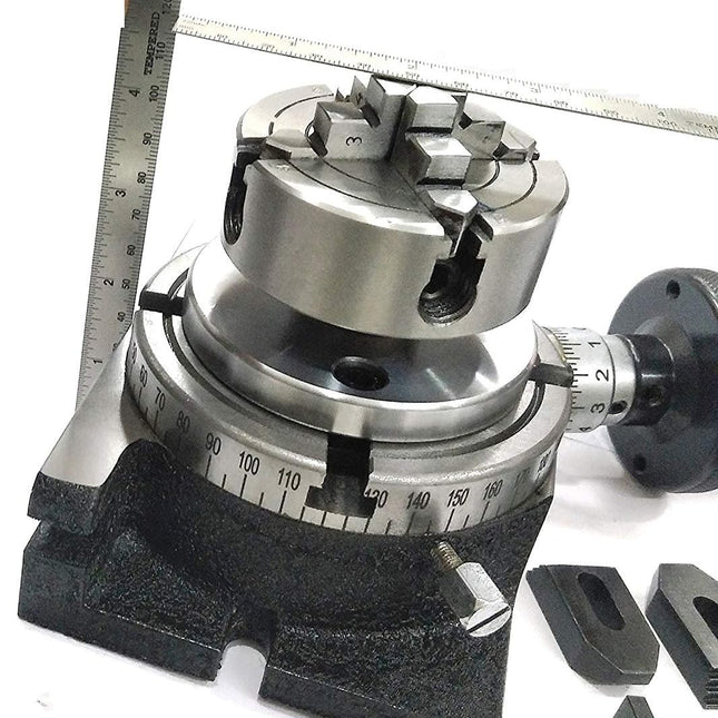 4"/ 100 mm Regular Rotary Table With Small Chucks and back Plate