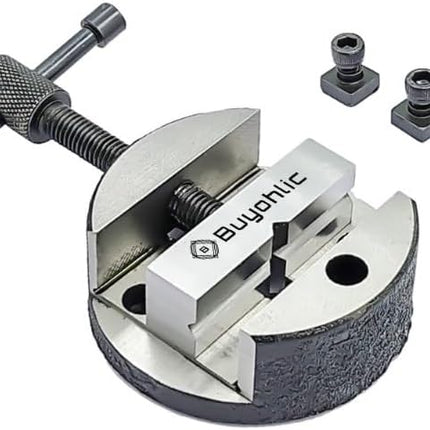 Buyohlic Round Vise Vice for 3" & 4" Rotary Table + 3 Fixing Tee Nut-Milling Tool