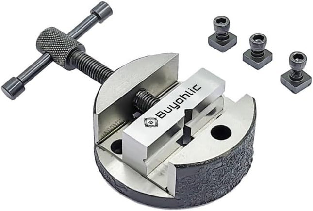Buyohlic Round Vise Vice for 3" & 4" Rotary Table + 3 Fixing Tee Nut-Milling Tool
