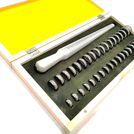 Standard Aluminum Jewelry Ring Sizer Stick Gauge with 4 International Marking of USA & Euro Sizes & Jewelry 36 pcs Metal Rings Size Range Mandrel