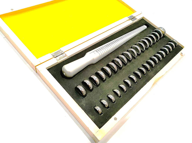 Standard Aluminum Jewelry Ring Sizer Stick Gauge with 4 International Marking of USA & Euro Sizes & Jewelry 36 pcs Metal Rings Size Range Mandrel