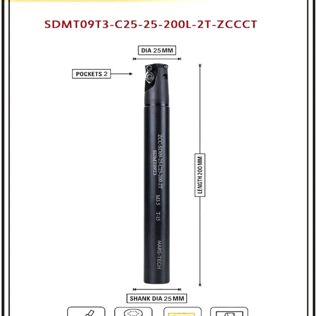 Indexable Insert Endmill 200 Length II 10 Pcs SDMT09T3 Carbide Inserts Free