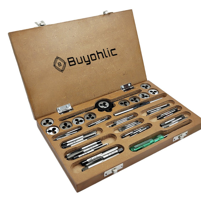 British Association Tap and Dies Set 0 to 10 BA II Supplied in Wooden Box