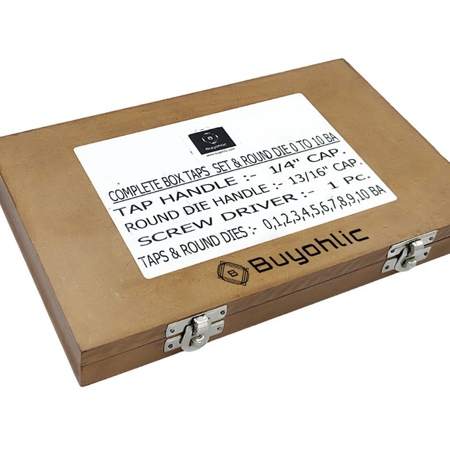 British Association Tap and Dies Set 0 to 10 BA II Supplied in Wooden Box