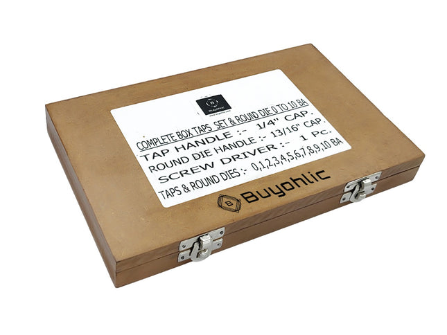 British Association Tap and Dies Set 0 to 10 BA II Supplied in Wooden Box