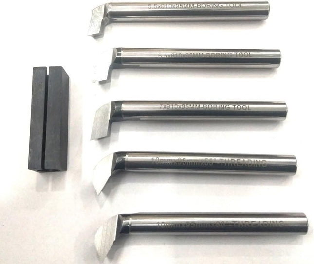 Buyohlic Set of 5 Pc. High Speed Steel  M2 Grade Including Internal Boring & Threading Tool