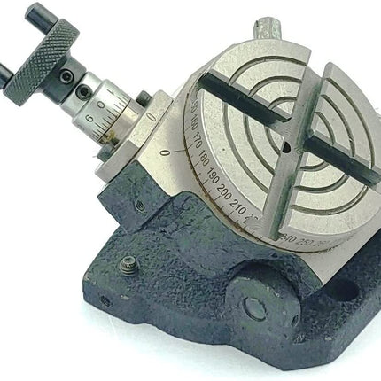 Rotary Table With 70 mm 4 Jaw Independent Chuck and back Plate