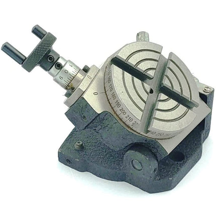 Rotary Table With 70 mm 4 Jaw Independent Chuck and back Plate