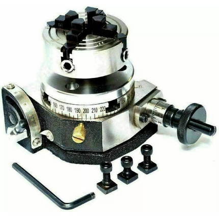 Rotary Table With 70 mm 4 Jaw Independent Chuck and back Plate