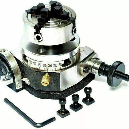 Rotary Table With 70 mm 4 Jaw Independent Chuck and back Plate