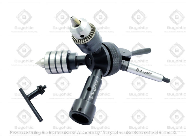 Buyohlic Grip-Fast 2MT head Tailstock Turret for Lathe, Alloy Steel & Stainless Steel, Includes 1 Live Centre, Die Holder, 2 Drill Chucks, Comprehensive Accessory Set