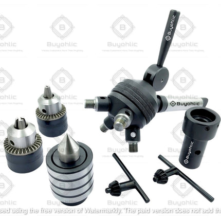 Buyohlic Grip-Fast 2MT head Tailstock Turret for Lathe, Alloy Steel & Stainless Steel, Includes 1 Live Centre, Die Holder, 2 Drill Chucks, Comprehensive Accessory Set
