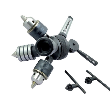 Buyohlic Grip-Fast 2MT head Tailstock Turret for Lathe, Alloy Steel & Stainless Steel, Includes 1 Live Centre, Die Holder, 2 Drill Chucks, Comprehensive Accessory Set