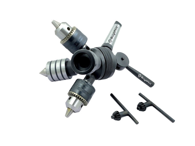Buyohlic Grip-Fast 2MT head Tailstock Turret for Lathe, Alloy Steel & Stainless Steel, Includes 1 Live Centre, Die Holder, 2 Drill Chucks, Comprehensive Accessory Set