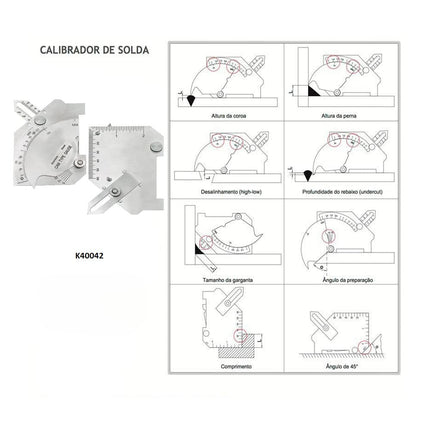 Welding Ruler Bridge Cam Gauge Weld Bead Measurement Tool Stainless Steel Inspection Gauge For Surface Butt Joints Throat Checking Metric and Ulnar Scales