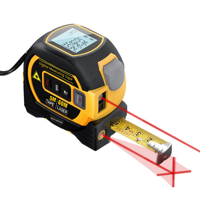 Buyohlic 3-in-1 Laser Tape Measure 196 Ft Rechargeable Laser Measurement Tool & 16Ft Measuring Tape Movable Magnetic Hook Pythagorean Mode, Measure Distance, Area and Volume