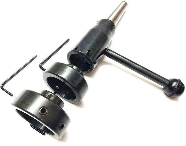 Tailstock setup using lathe die holder tool for threading