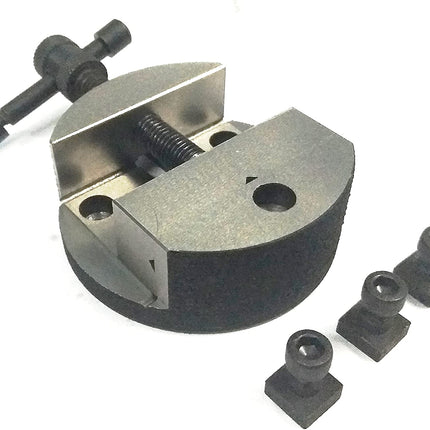 Buyohlic Round Vise Vice for 3" & 4" Rotary Table + 3 Fixing Tee Nut-Milling Tool