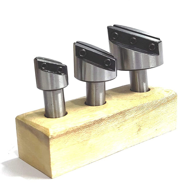 Fly Cutting Tool Set of 3 Pcs with HSS Tool Bit- 1/2" Inch Shank (Head Diameter 3/4", 1-1/8" & 1-1/2" Inches)  With Wooden Stand